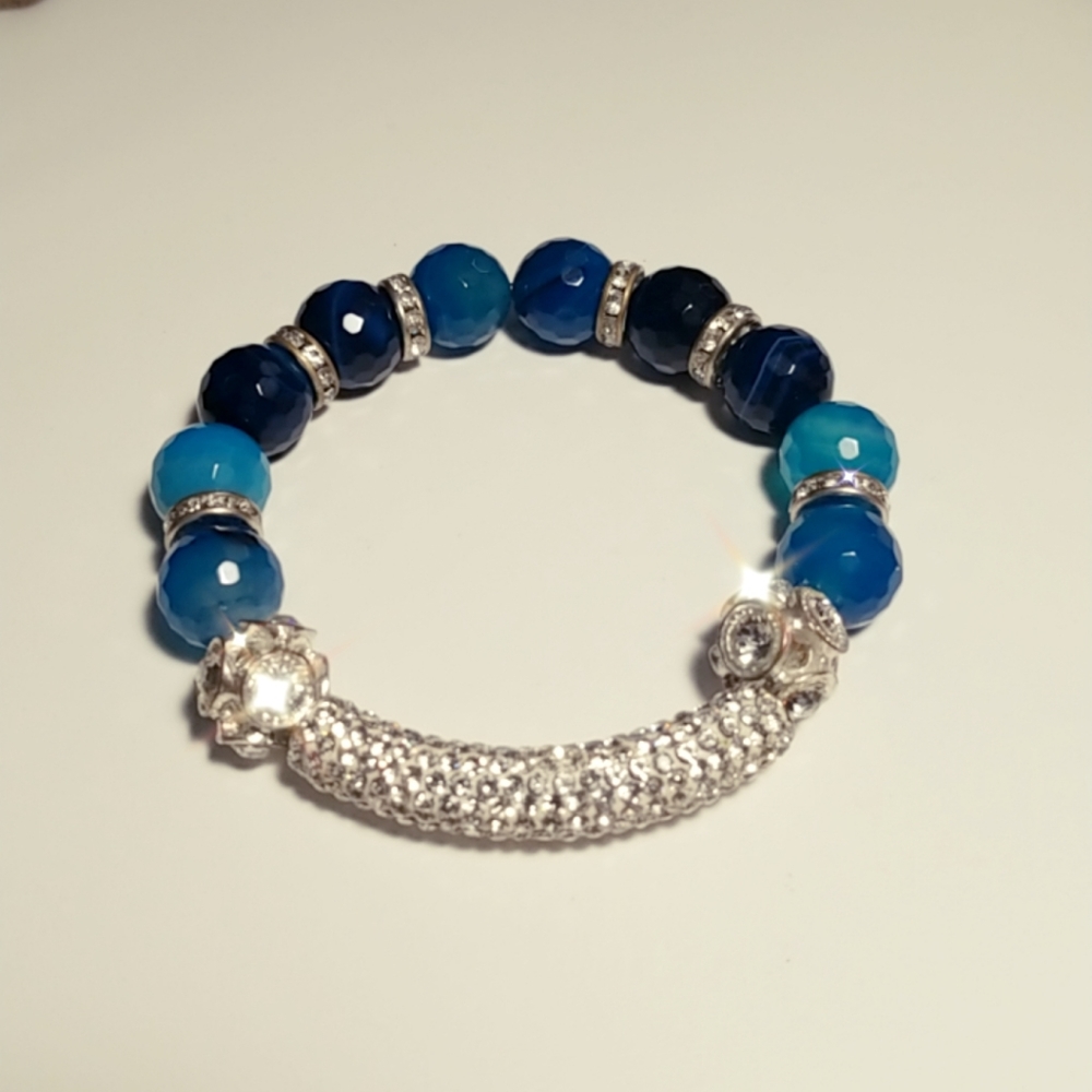 Mixed Teal Agate beaded bracelet